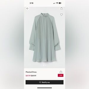 H&M pleated mint green dress